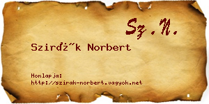 Szirák Norbert névjegykártya