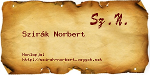 Szirák Norbert névjegykártya