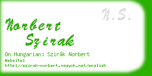 norbert szirak business card